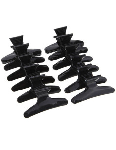 Set 12 clesti coafor cu arc – plastic negru, 10 cm