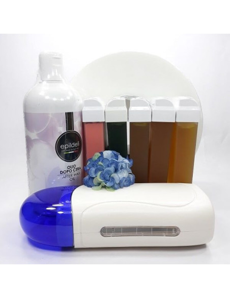 Kit epilare Blue – epilare completă cu ceară și ulei calmant Epildeli