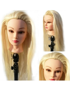 Cap practică blond sintetic 60 cm cu suport pentru tuns și coafat