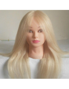 Cap practică blond sintetic 60 cm cu suport pentru tuns și coafat 2