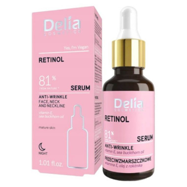 Ser Anti-Rid pentru Fata si Decolteu Delia Cosmetics, cu Retinol, 30 ml