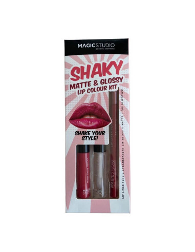 Set Buze ruj, gloss si creion Shaky, roz inchis