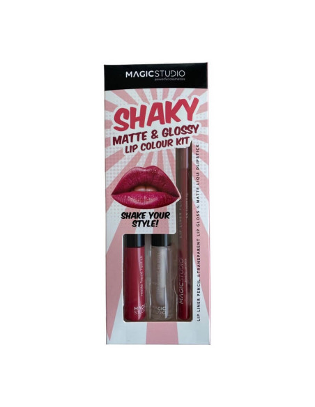 Set Buze ruj, gloss si creion Shaky, roz inchis