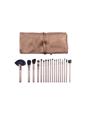 Set pensule machiaj 18 bucăți – profesional, cu borsetă aurie