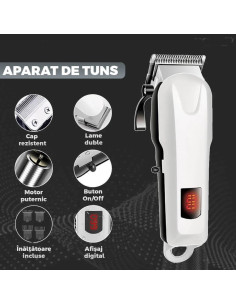 Trimmer profesional Total Pro Beauty alb – afisaj digital, piepteni incluși, lame ascuțite 2