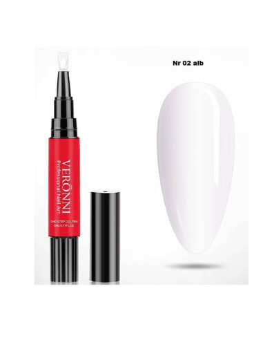 Ojă semipermanentă nr.02 One Step – alb intens, 5ml, rezistență 3 săptămâni