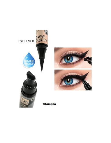 Creion Eyeliner 2 capete – negru intens, pensulă și stampilă codită