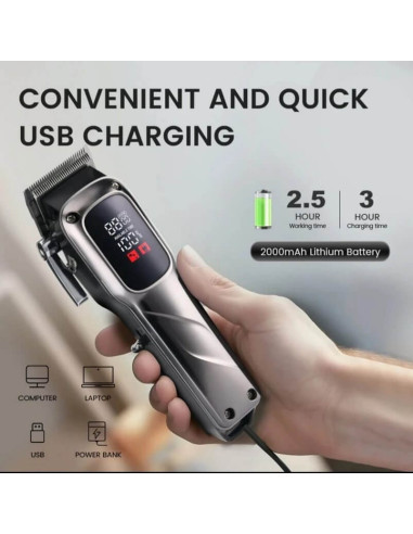 Mașină de tuns GM8051 cu afișaj LED și autonomie 2000 mAh.
