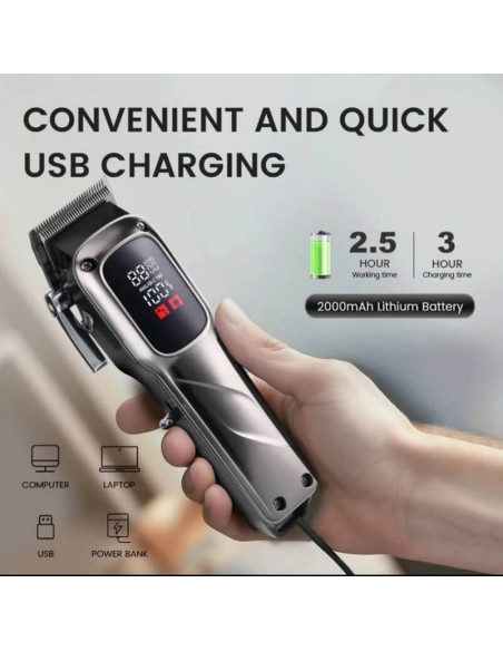 Mașină de tuns GM8051 cu afișaj LED și autonomie 2000 mAh.