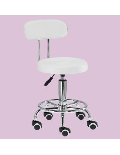 Scaun cosmetică Basic cu spătar și reglaj hidraulic, alb/negru 2