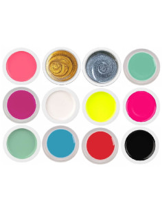 Set 12 geluri UV color pastel și intense pentru modele profesionale